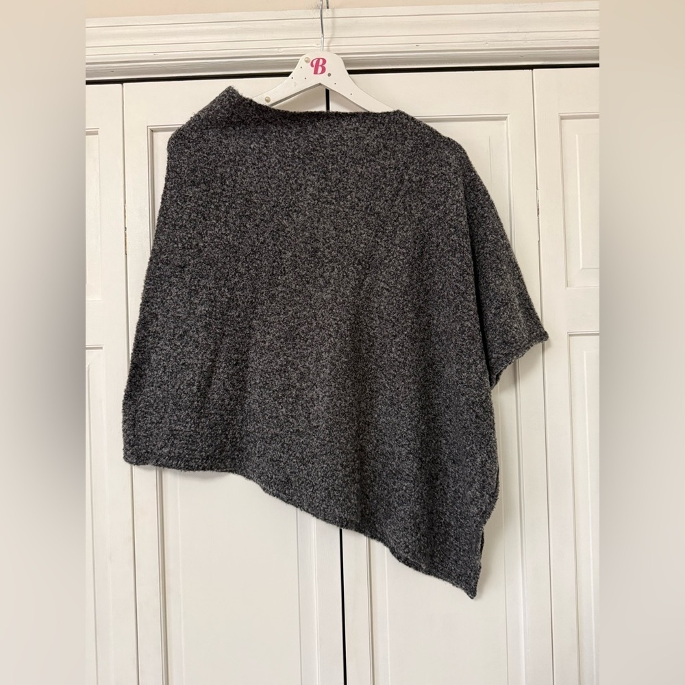 Carbon 2 Cobalt Women's Sweater Shawl Gray Black One Shoulder Merino Wool Blend